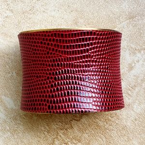 Handmade Embossed Leather Raw Brass Bracelet